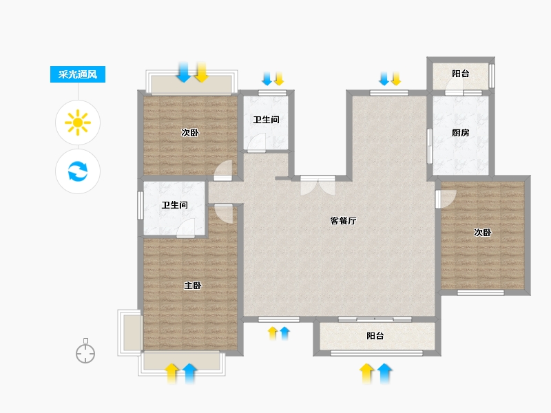 山东省-济宁市-绿地国际城-143.58-户型库-采光通风