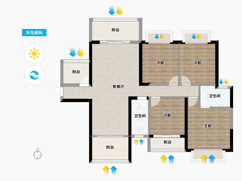 广西壮族自治区-梧州市-裕达铭邸-106.98-户型库-采光通风