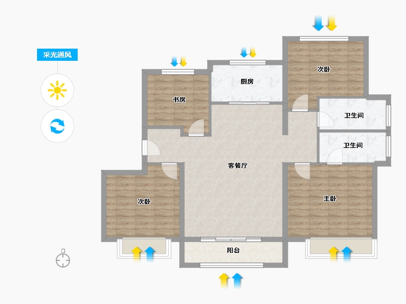 山东省-济宁市-绿地国际城-108.77-户型库-采光通风