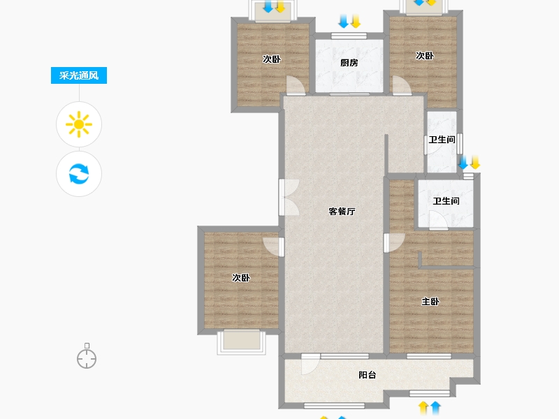 山东省-济宁市-兖州瑞马名门-125.32-户型库-采光通风