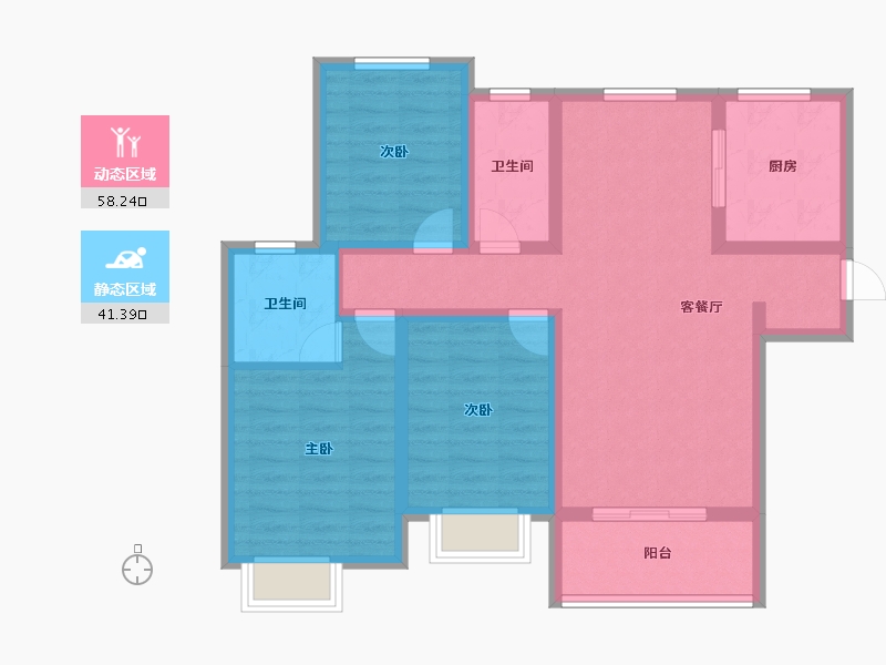 陕西省-渭南市-汇邦沋河瑞府-87.99-户型库-动静分区