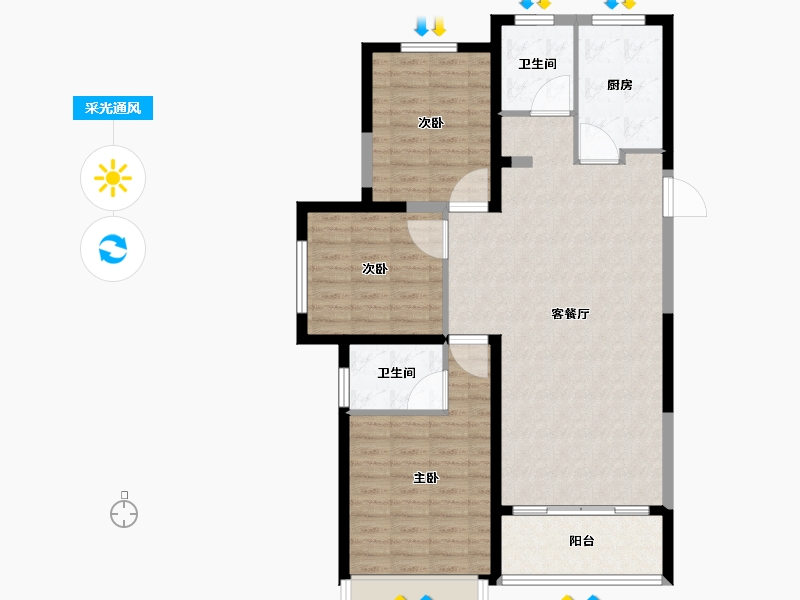 河南省-濮阳市-开州城投馨园-100.15-户型库-采光通风