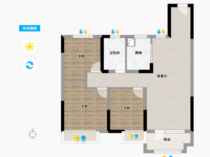 辽宁省-鞍山市-爱家华府-77.44-户型库-采光通风