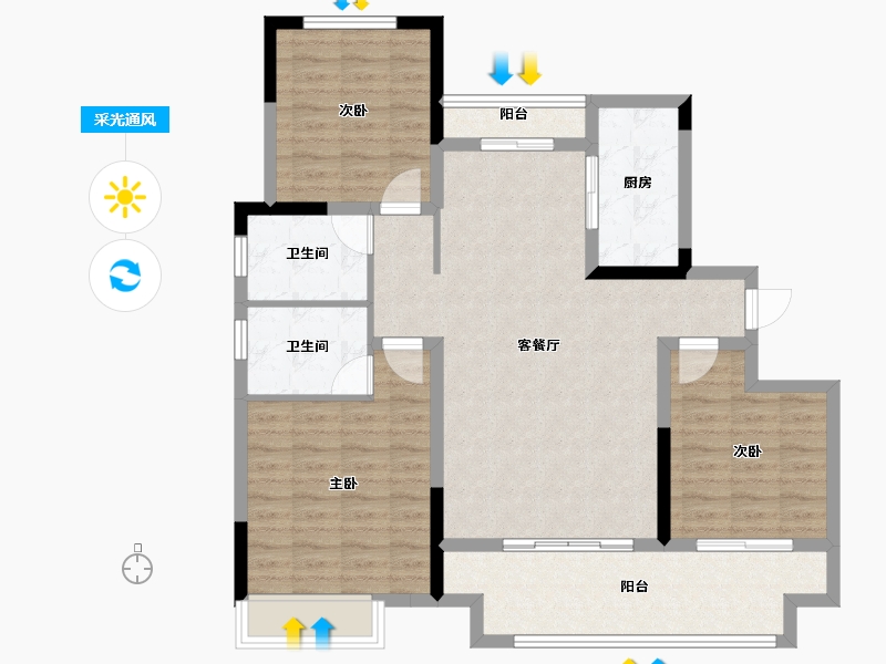 江西省-上饶市-九州唐樾·晓院-100.96-户型库-采光通风