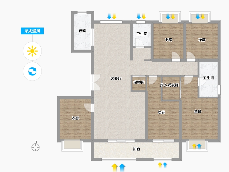 山东省-济宁市-兖州瑞马名门-142.32-户型库-采光通风