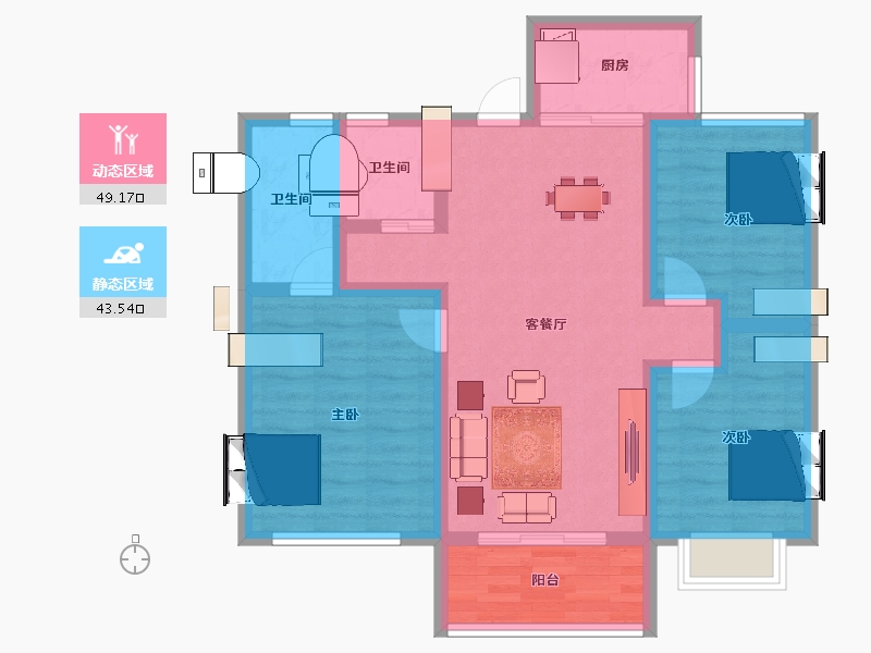 福建省-福州市-平潭正荣府-81.60-户型库-动静分区