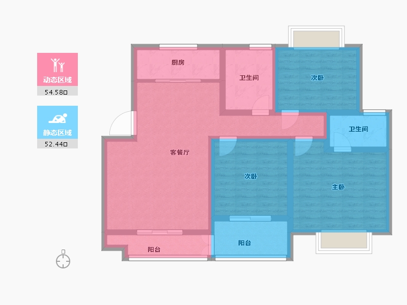 江苏省-淮安市-金莺盛世佳园-94.78-户型库-动静分区