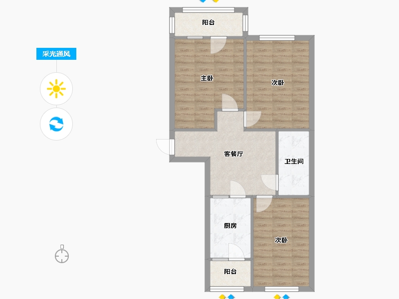 天津-天津市-公寓-69.00-户型库-采光通风