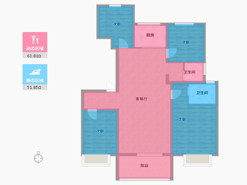 山东省-济宁市-九巨龙龙城公馆-103.05-户型库-动静分区