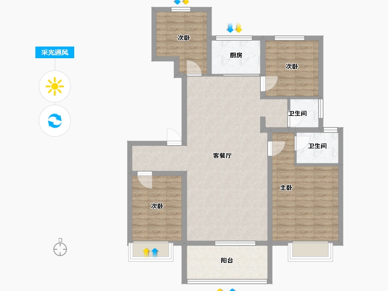 山东省-济宁市-九巨龙龙城公馆-103.05-户型库-采光通风