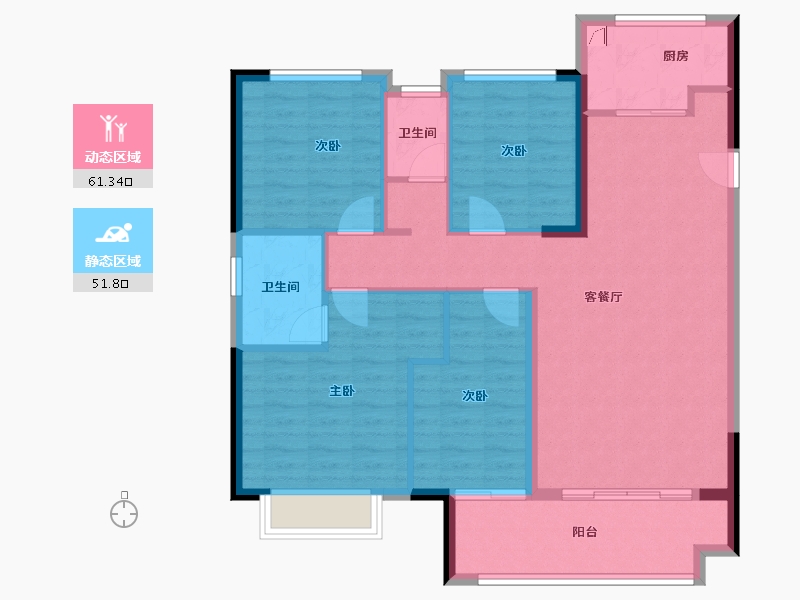 福建省-漳州市-漳州宝龙广场-102.35-户型库-动静分区