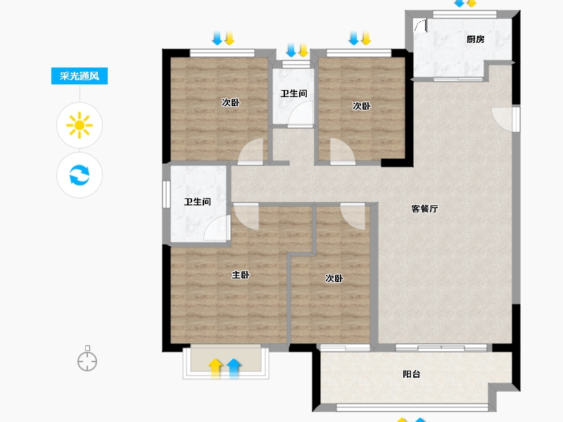 福建省-漳州市-漳州宝龙广场-102.35-户型库-采光通风