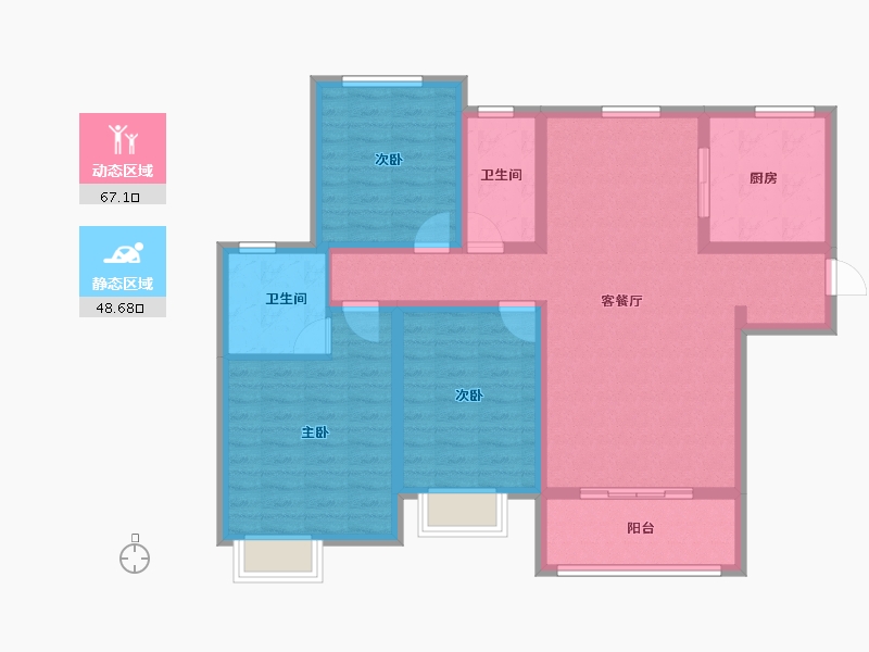 陕西省-渭南市-汇邦沋河瑞府-103.20-户型库-动静分区