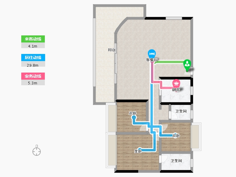 海南省-三亚市-万科海上大都会左岸住宅-129.04-户型库-动静线