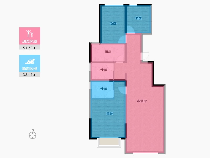 内蒙古自治区-鄂尔多斯市-亿利壹号院-79.90-户型库-动静分区