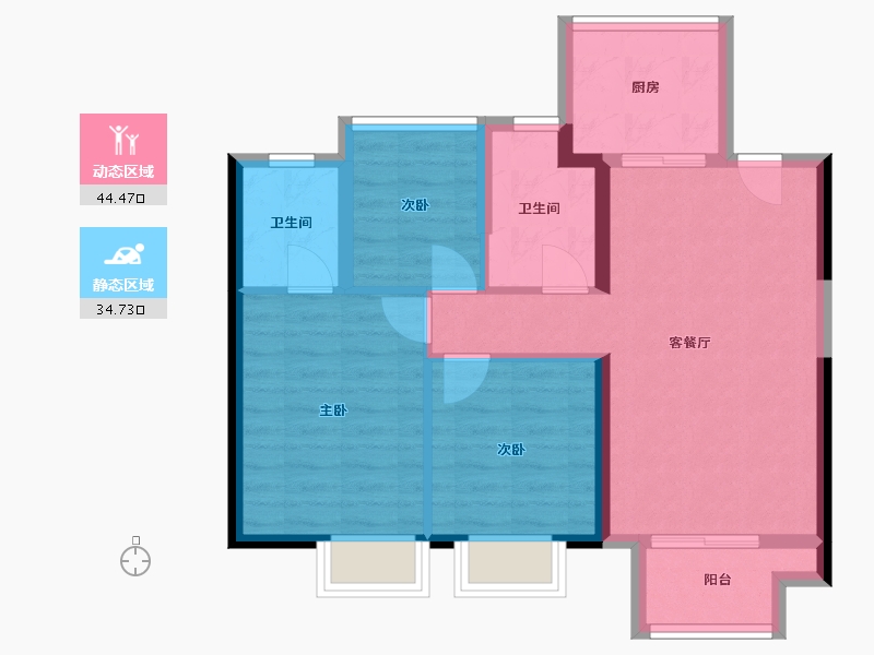 福建省-莆田市-碧桂园天澜-70.48-户型库-动静分区