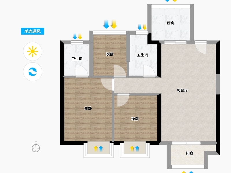 福建省-莆田市-碧桂园天澜-70.48-户型库-采光通风