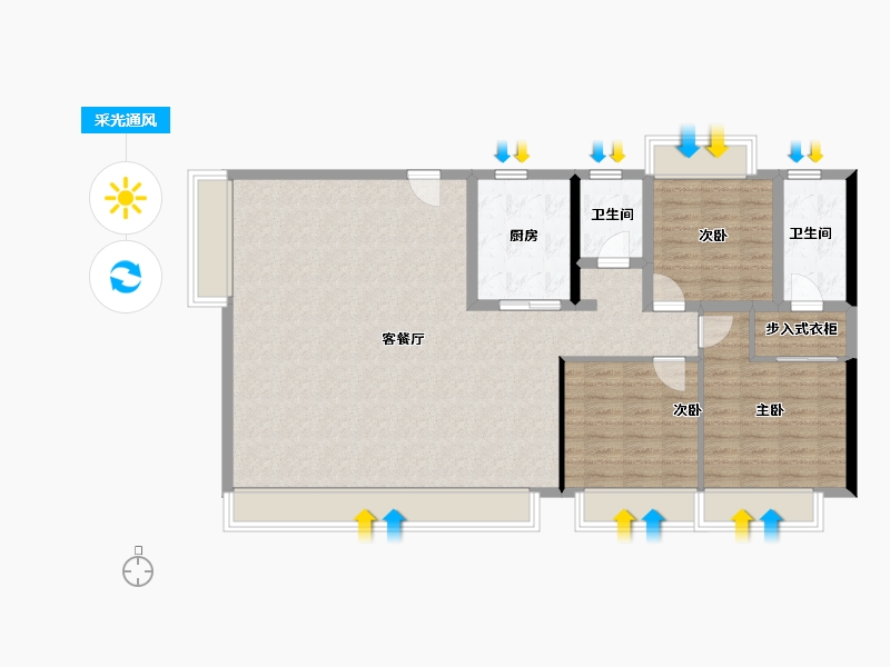 海南省-三亚市-万科海上大都会左岸住宅-108.45-户型库-采光通风