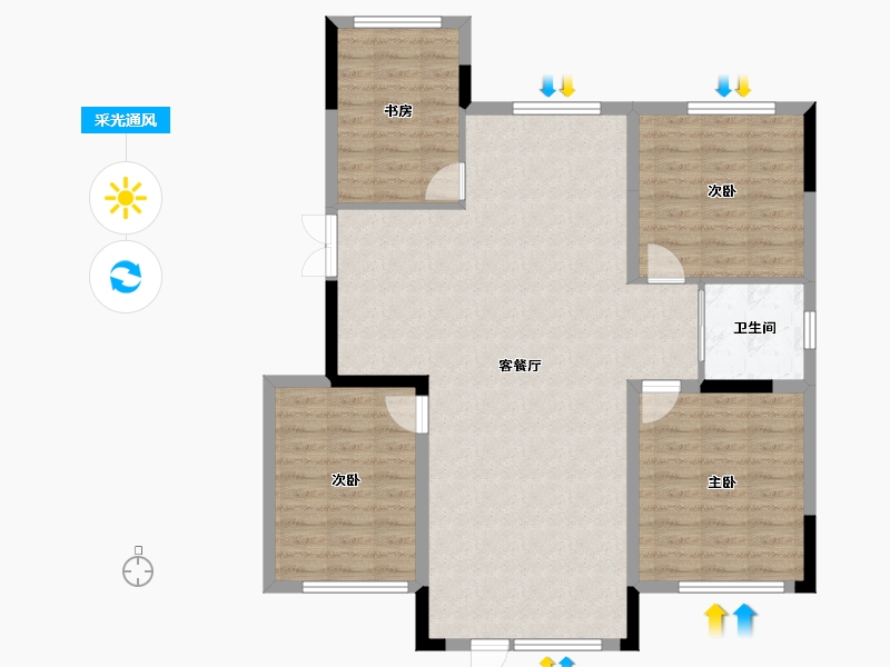 辽宁省-抚顺市-电建地产海赋外滩-106.07-户型库-采光通风