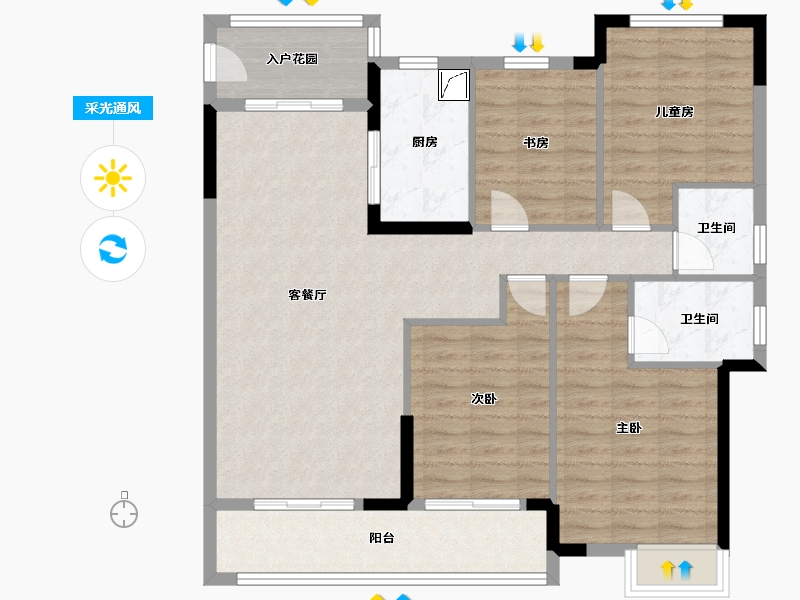 浙江省-金华市-绣川府-110.00-户型库-采光通风