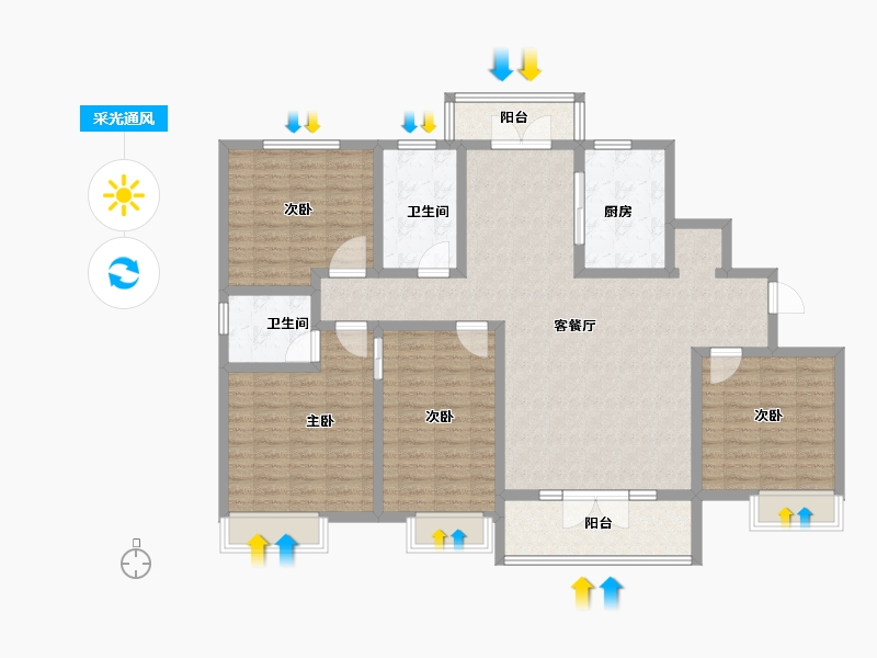 山东省-济宁市-冠鲁明德华府-139.05-户型库-采光通风