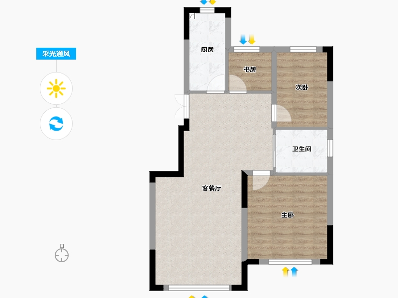 辽宁省-抚顺市-电建地产海赋外滩-71.13-户型库-采光通风