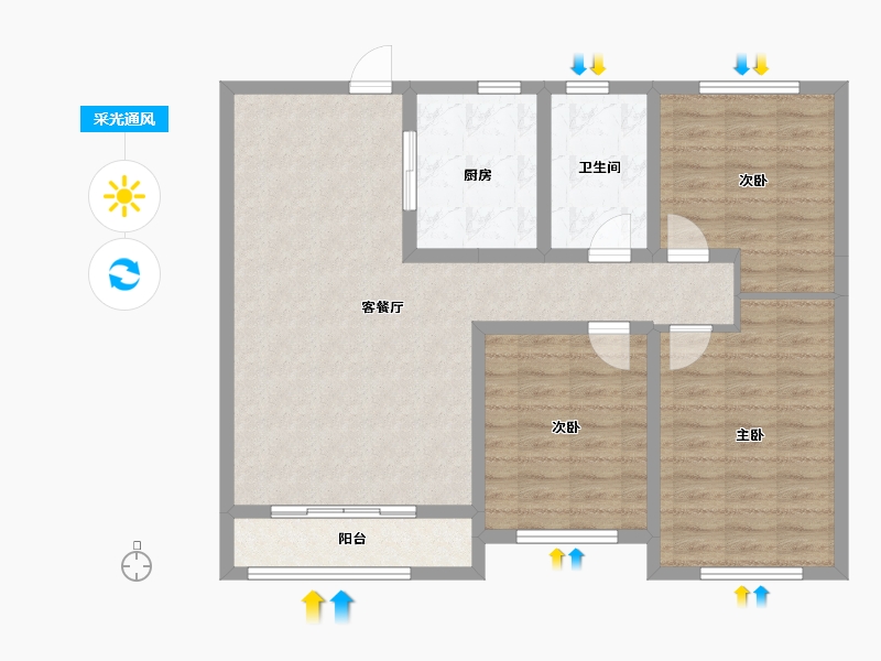 山东省-济宁市-融创济宁府-91.88-户型库-采光通风