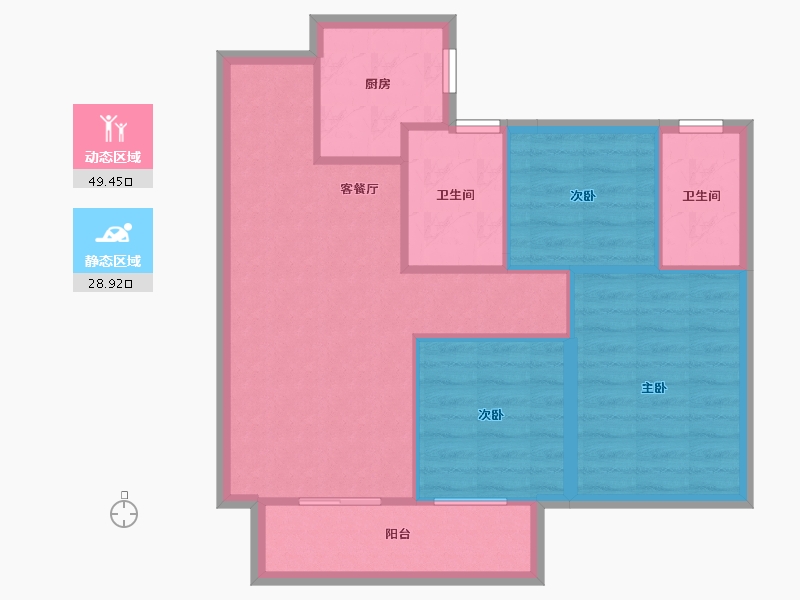 湖南省-长沙市-华远碧桂园·海蓝城-74.00-户型库-动静分区