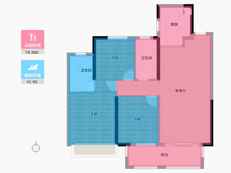 江苏省-淮安市-新城悦隽风华-91.99-户型库-动静分区