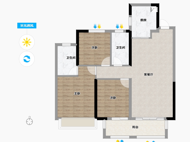 江苏省-淮安市-新城悦隽风华-91.99-户型库-采光通风