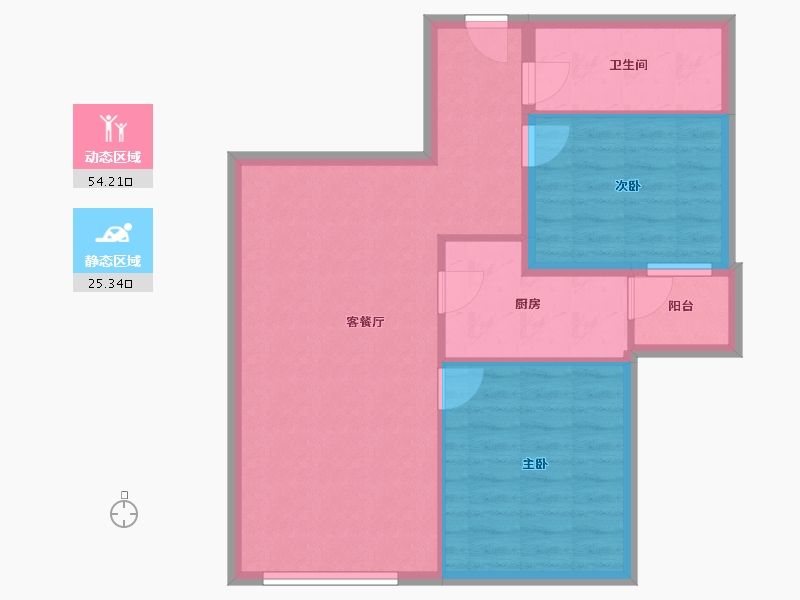 北京-北京市-苹果社区南区-76.80-户型库-动静分区