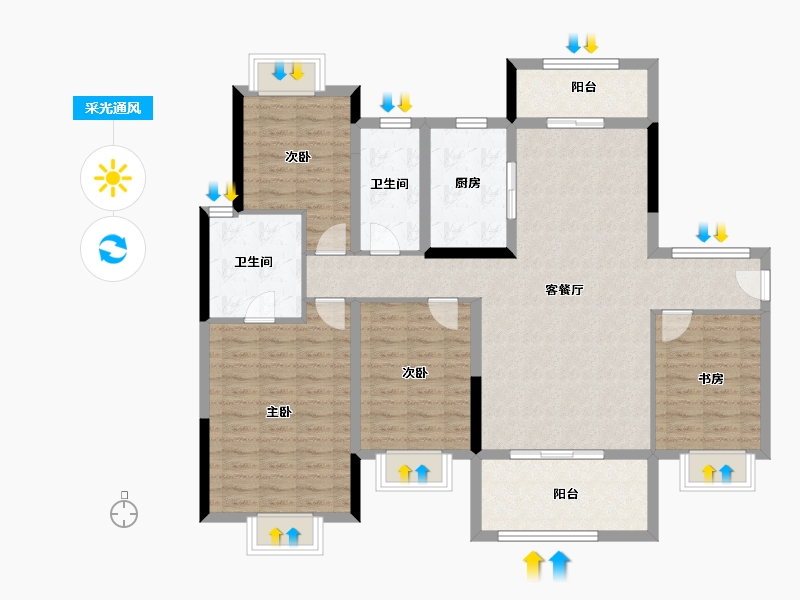 广东省-汕尾市-新城和樾-122.00-户型库-采光通风