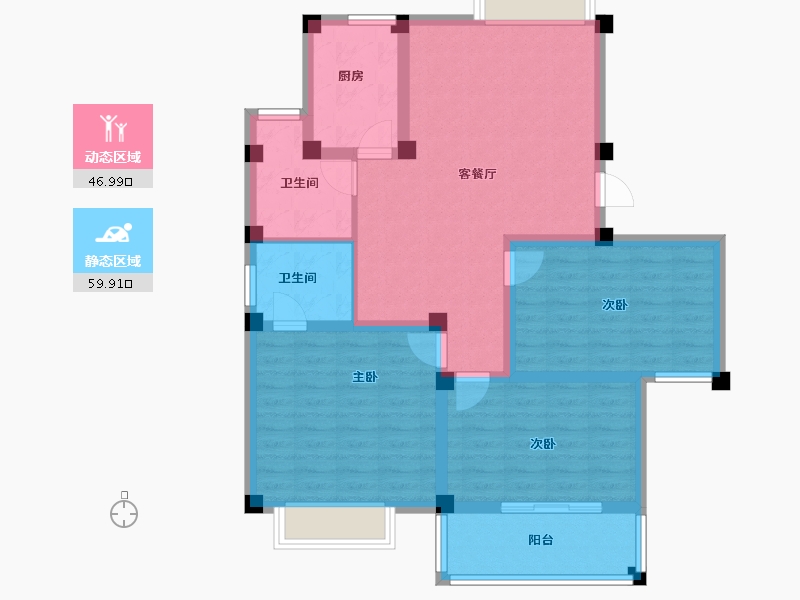 江苏省-淮安市-金莺盛世佳园-95.16-户型库-动静分区