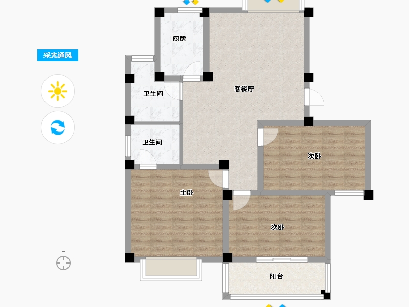 江苏省-淮安市-金莺盛世佳园-95.16-户型库-采光通风