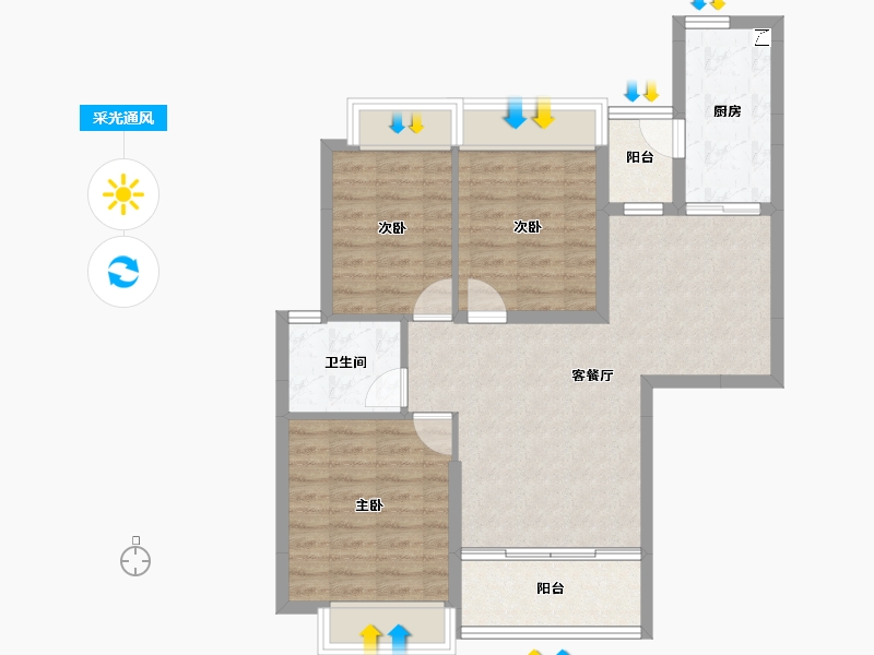 湖北省-十堰市-十堰恒大城·雲境-77.83-户型库-采光通风