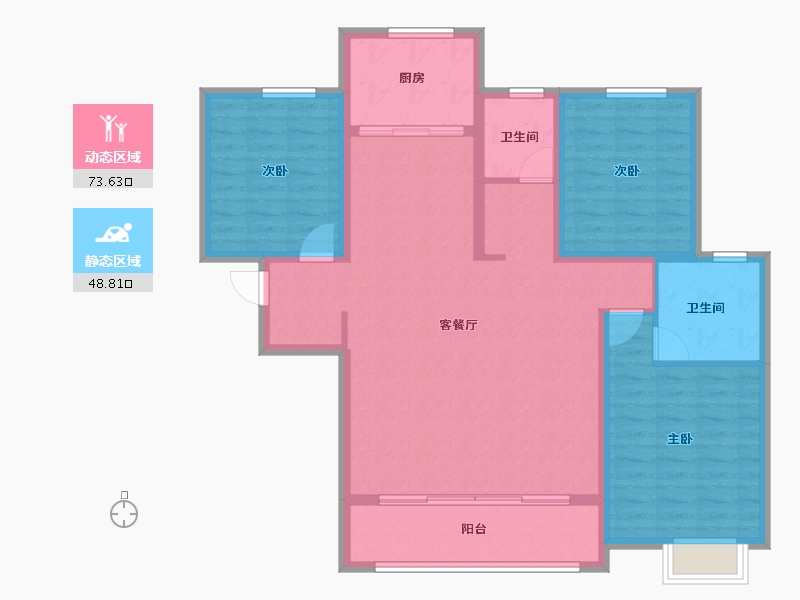 陕西省-渭南市-汇邦沋河瑞府-110.40-户型库-动静分区