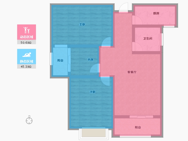 山东省-济宁市-鸿顺观邸-85.15-户型库-动静分区