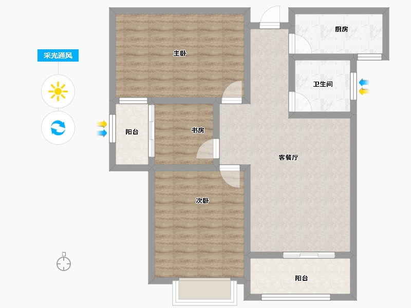 山东省-济宁市-鸿顺观邸-85.15-户型库-采光通风