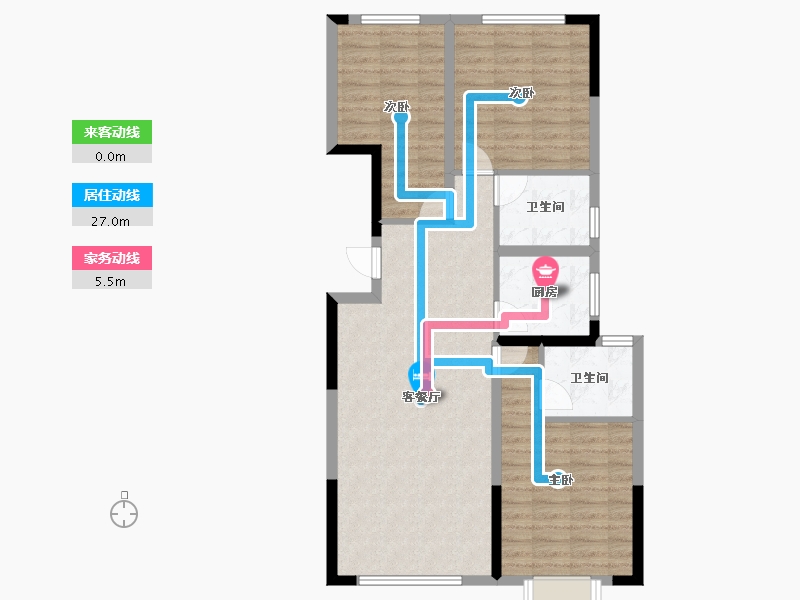 内蒙古自治区-鄂尔多斯市-亿利壹号院-88.27-户型库-动静线