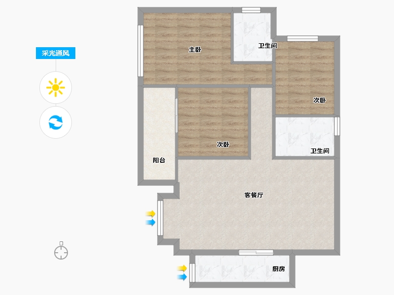 重庆-重庆市-众泰翡翠湖-94.56-户型库-采光通风