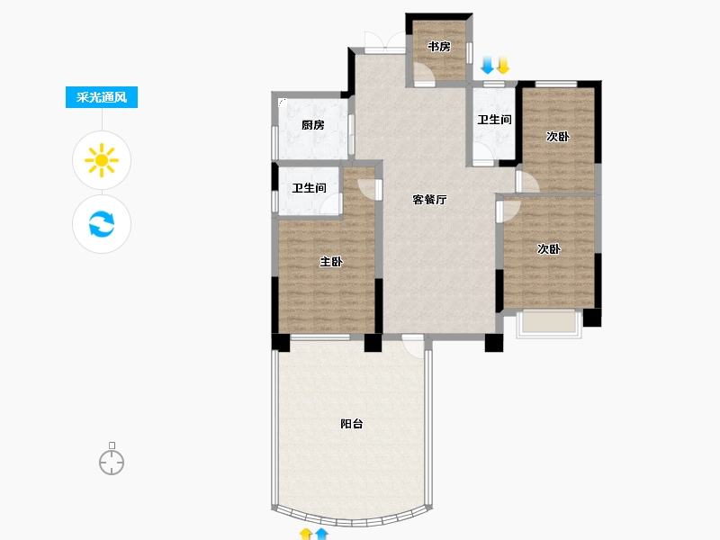 湖南省-张家界市-福天古庸院子-135.11-户型库-采光通风