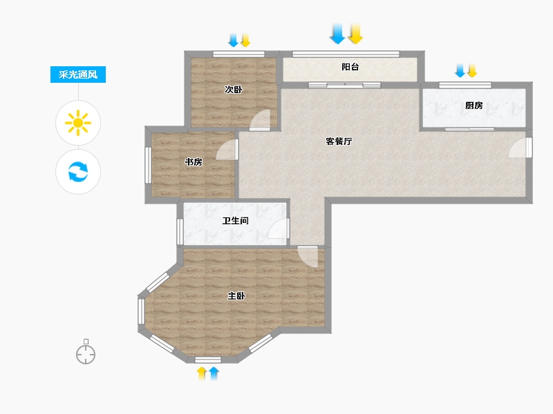 山东省-济宁市-置城8号公馆-97.58-户型库-采光通风