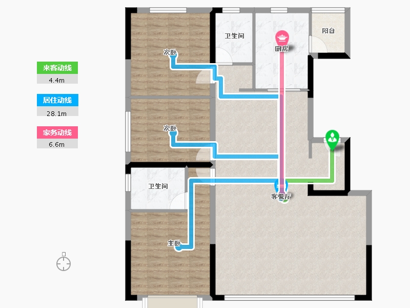 内蒙古自治区-鄂尔多斯市-亿利壹号院-119.81-户型库-动静线