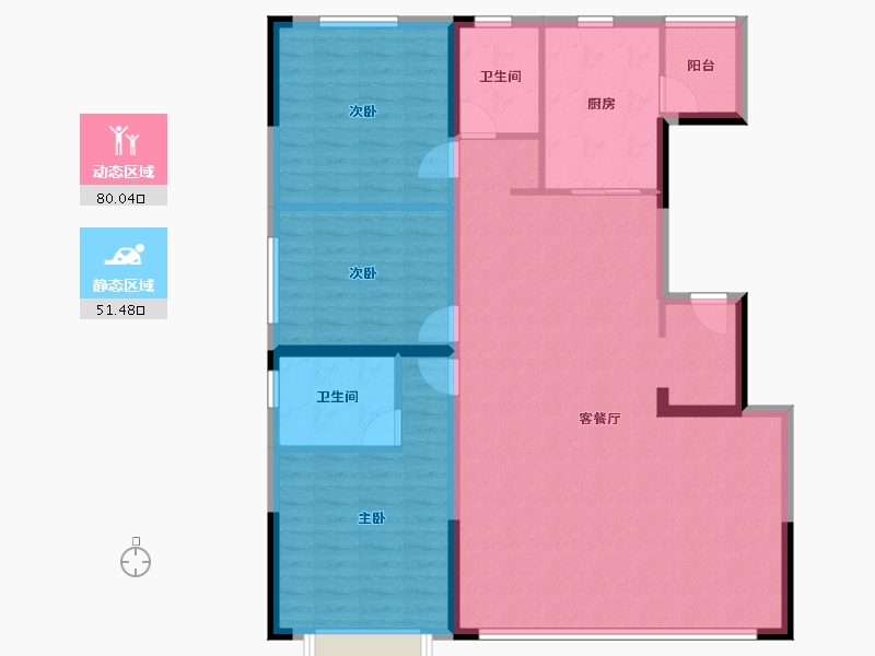 内蒙古自治区-鄂尔多斯市-亿利壹号院-119.81-户型库-动静分区