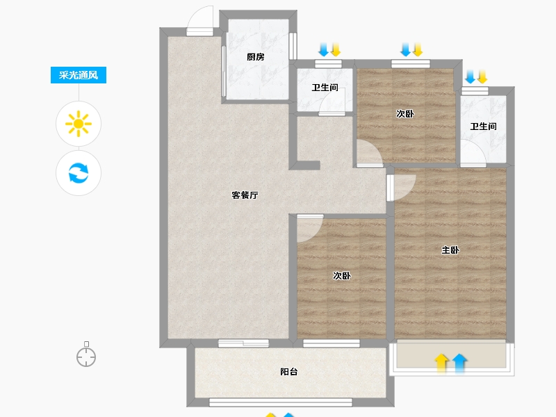 河南省-周口市-广商逸墅三号院-87.50-户型库-采光通风