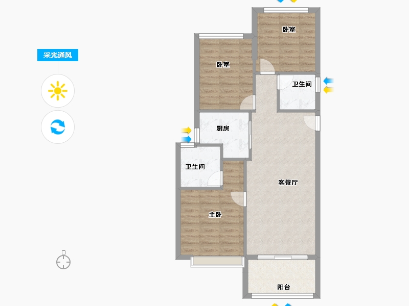 福建省-福州市-水晶榕著-71.20-户型库-采光通风