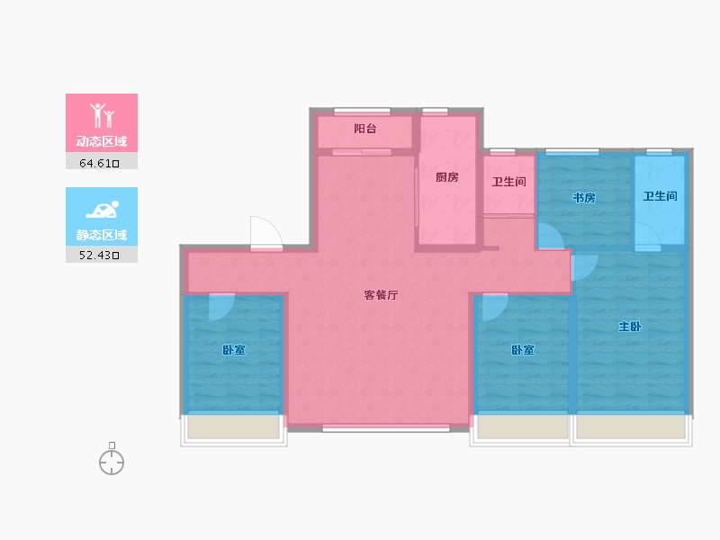 内蒙古自治区-赤峰市-碧桂园天玥湾-105.42-户型库-动静分区