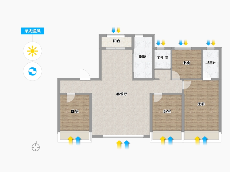 内蒙古自治区-赤峰市-碧桂园天玥湾-105.42-户型库-采光通风