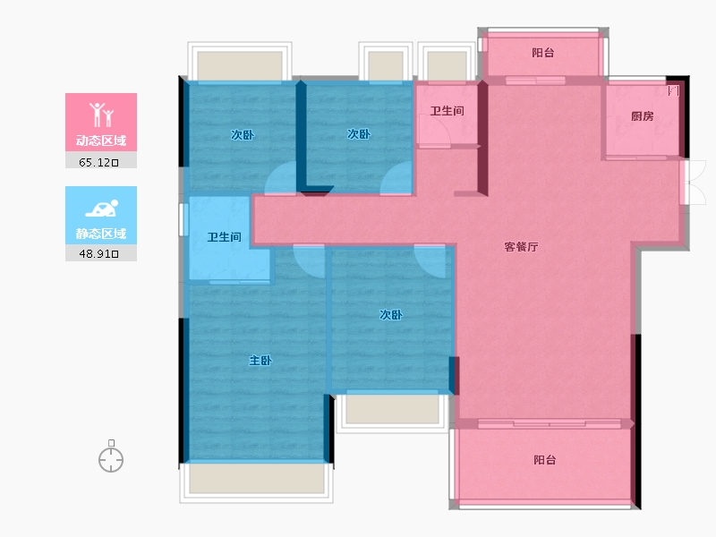 湖南省-郴州市-众联北城天悦-103.35-户型库-动静分区