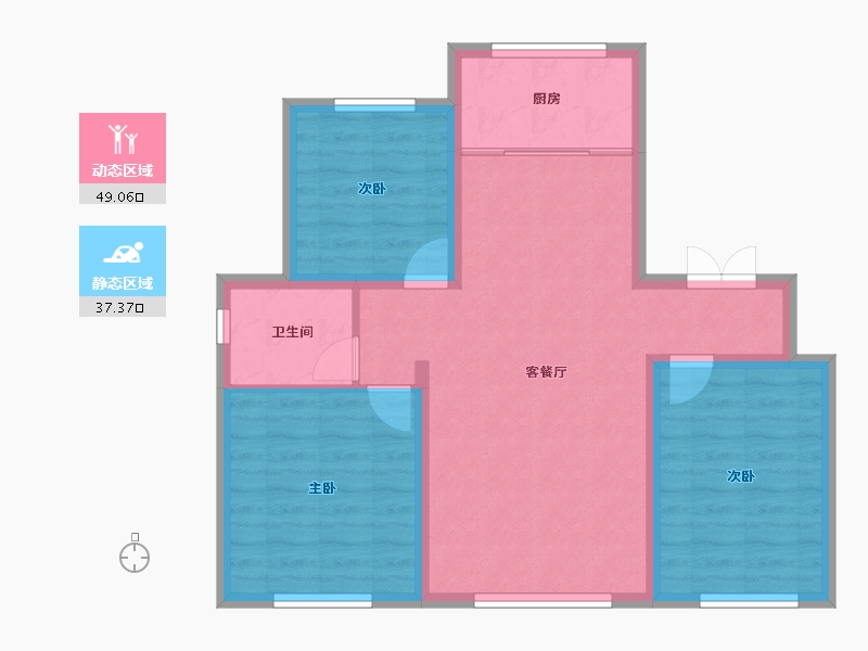 内蒙古自治区-赤峰市-春城天—府-77.70-户型库-动静分区